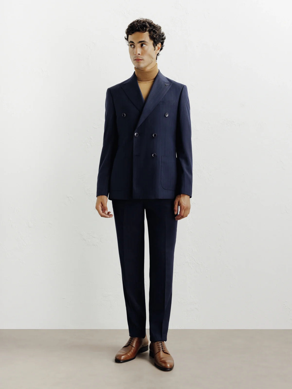 Costume croisé rayé marine - IZAC