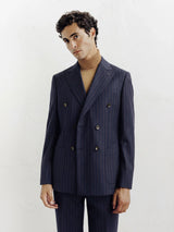 Costume croisé rayé marine - IZAC