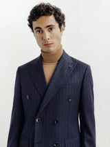 Costume croisé rayé marine - IZAC