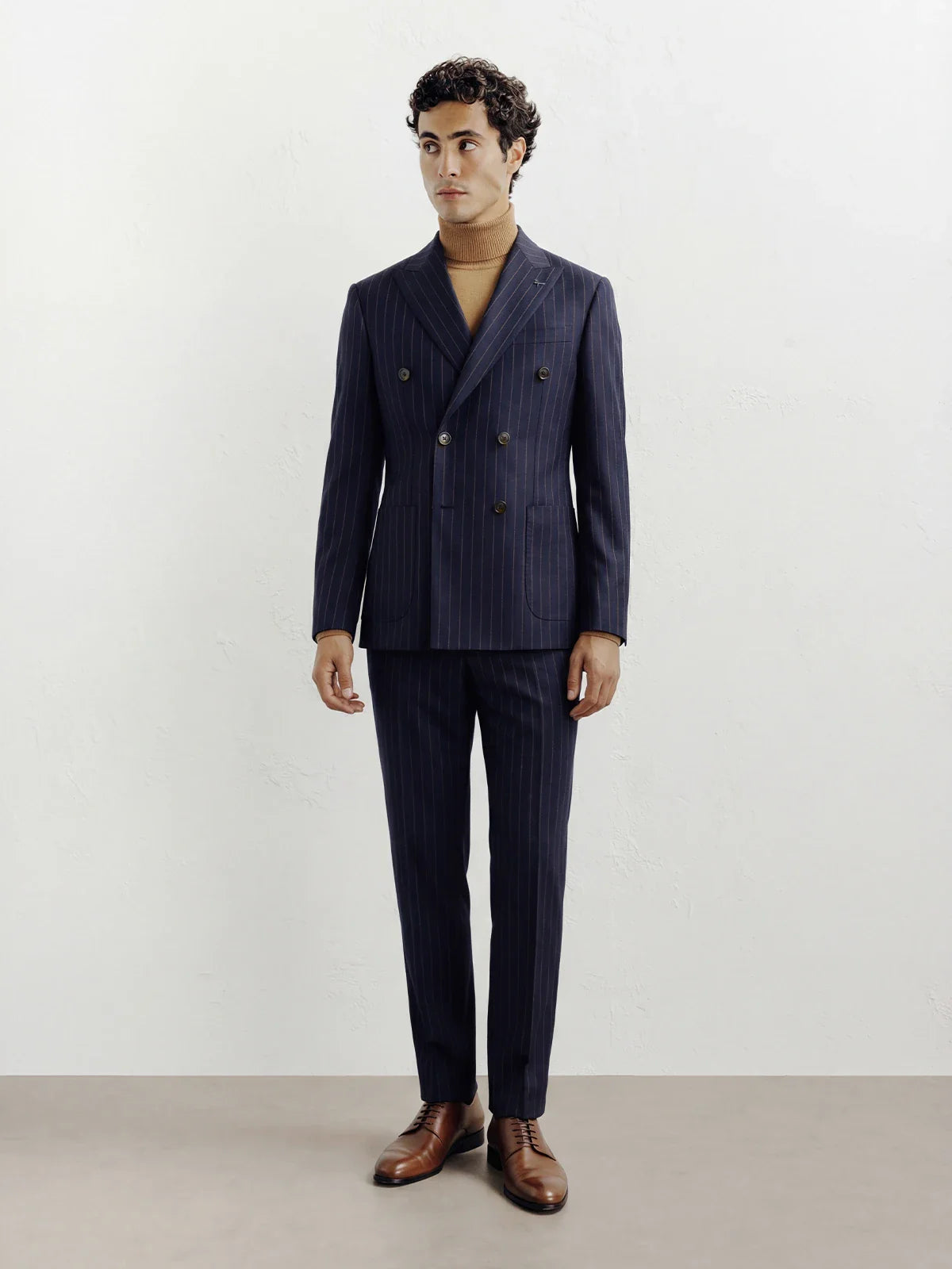 Costume croisé rayé marine - IZAC