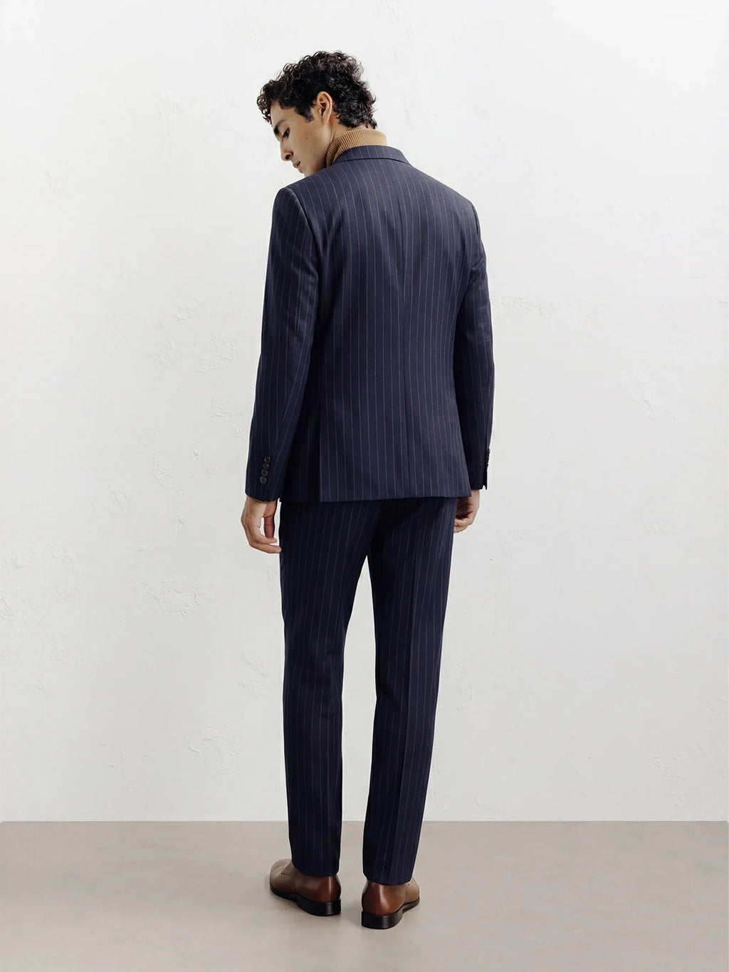 Costume croisé rayé marine - IZAC