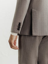 Costume croisé à rayures beige - IZAC