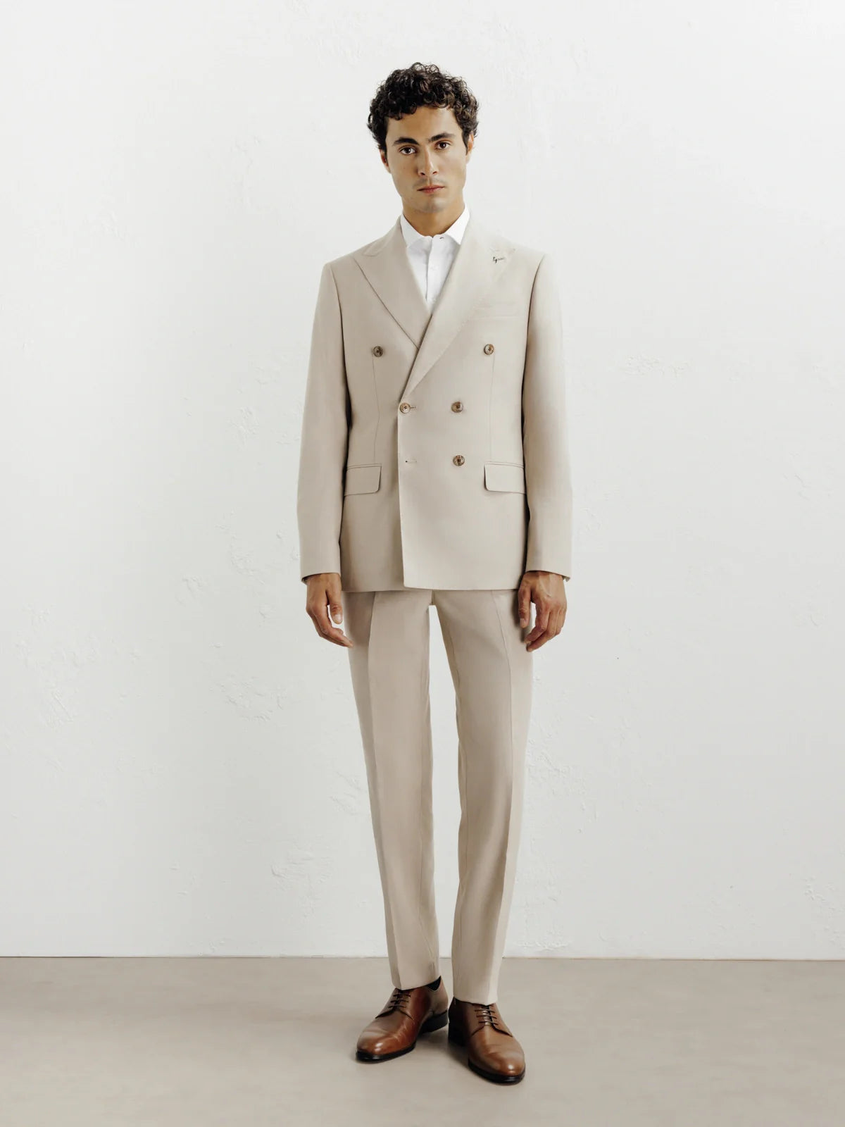 Costume croisé beige - IZAC