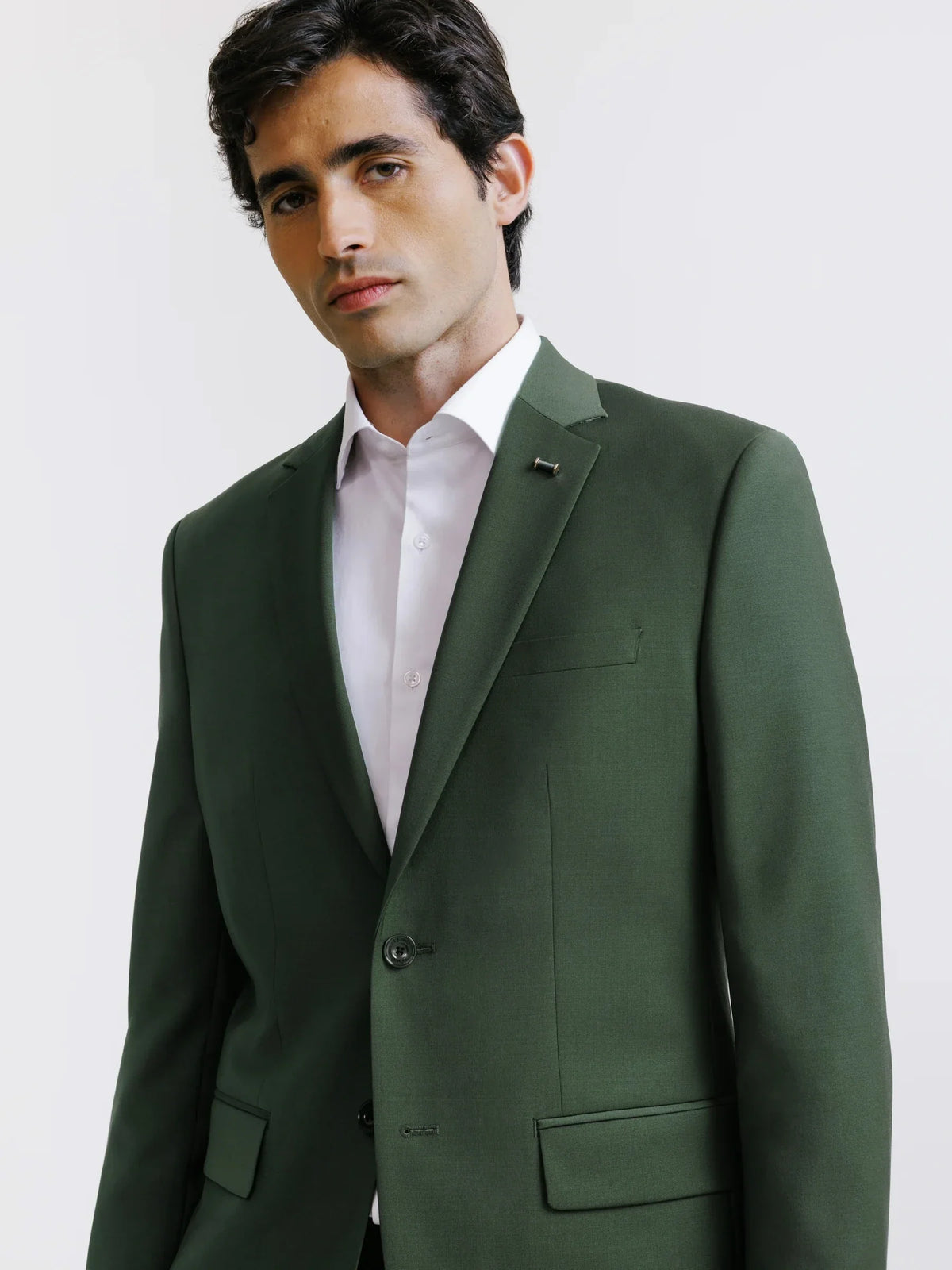 Costume 2 boutons laine majoritaire vert foncé - IZAC
