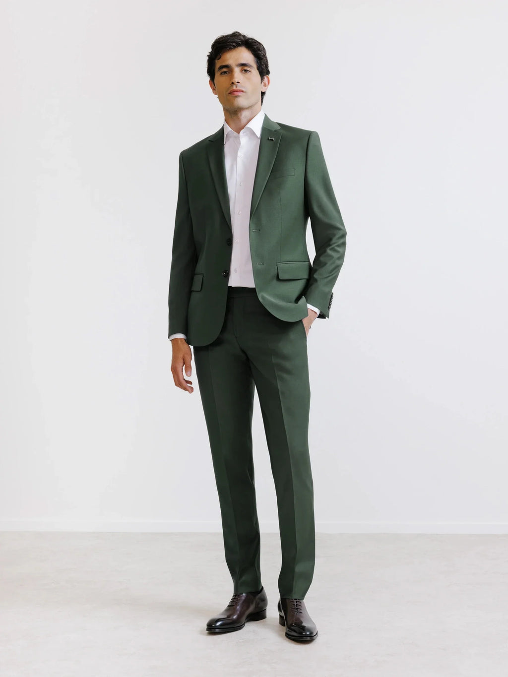 Costume 2 boutons laine majoritaire vert foncé - IZAC