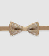 Nœud papillon double en soie beige NPUNIQUE - IZAC