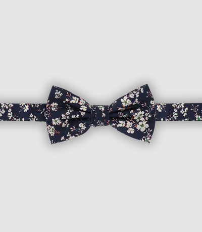 Nœud papillon fleuri en coton marine - IZAC