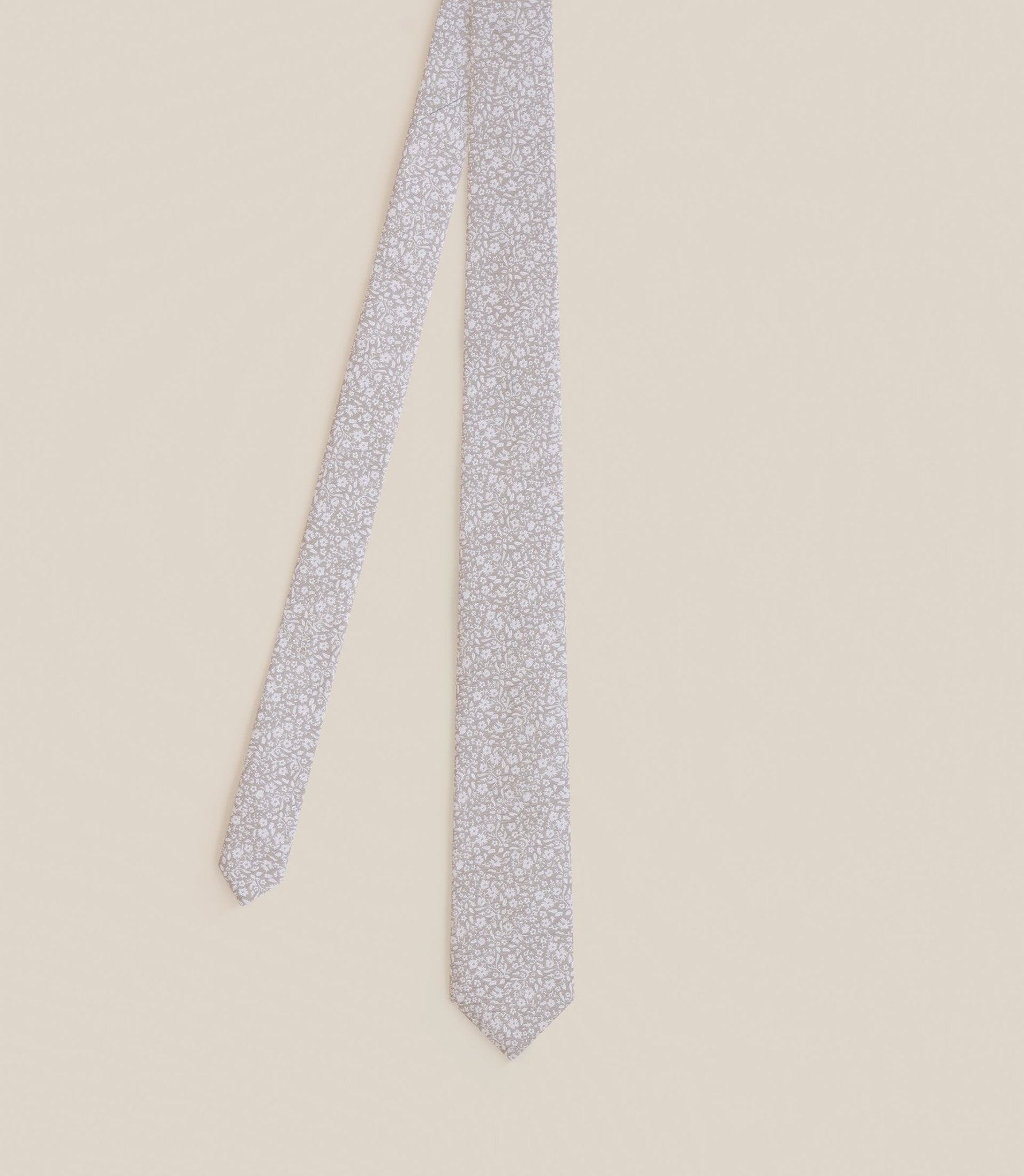 Cravate à fleurs beige - IZAC