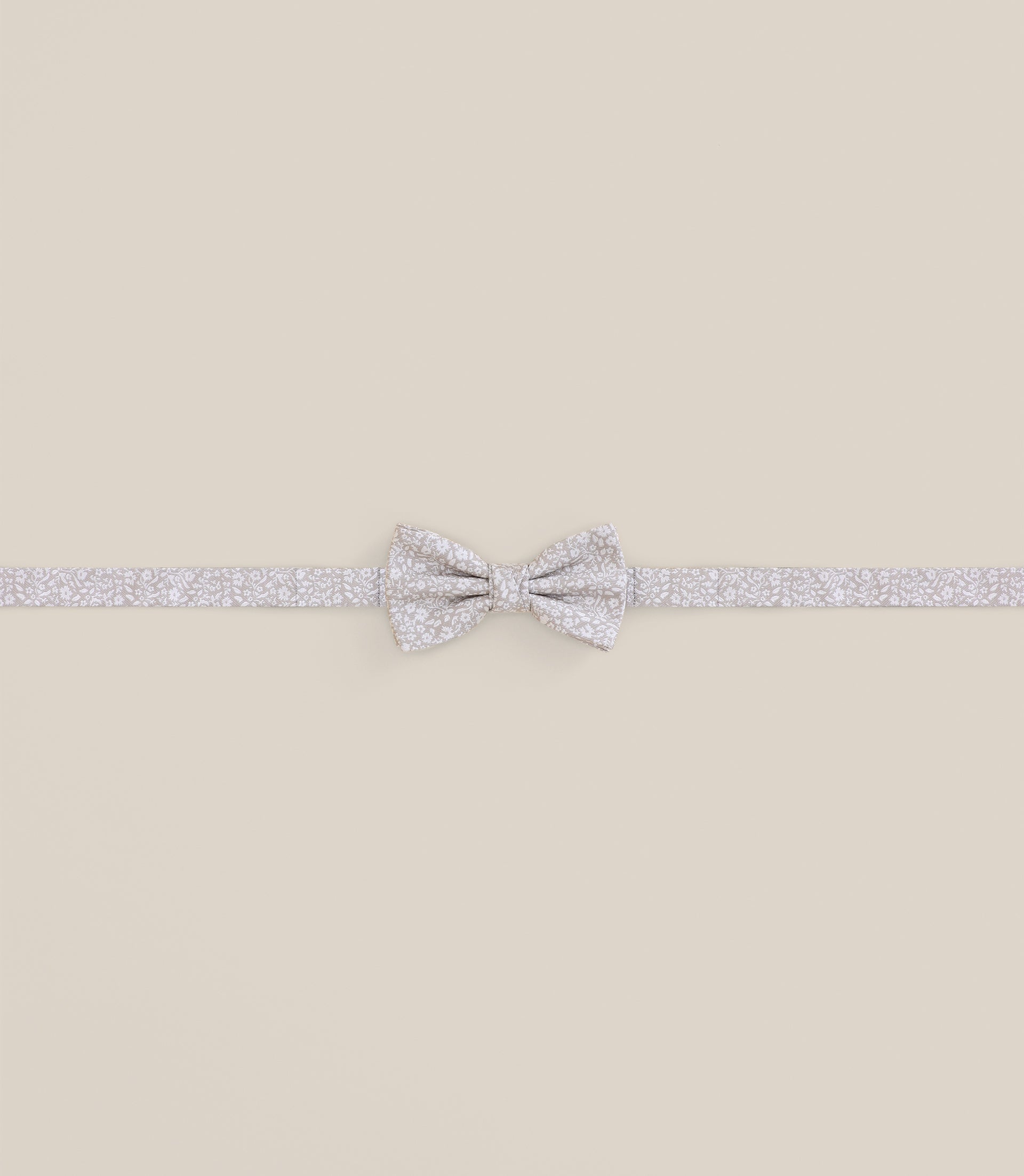 Noeud papillon fantaisie à fleurs beige - IZAC