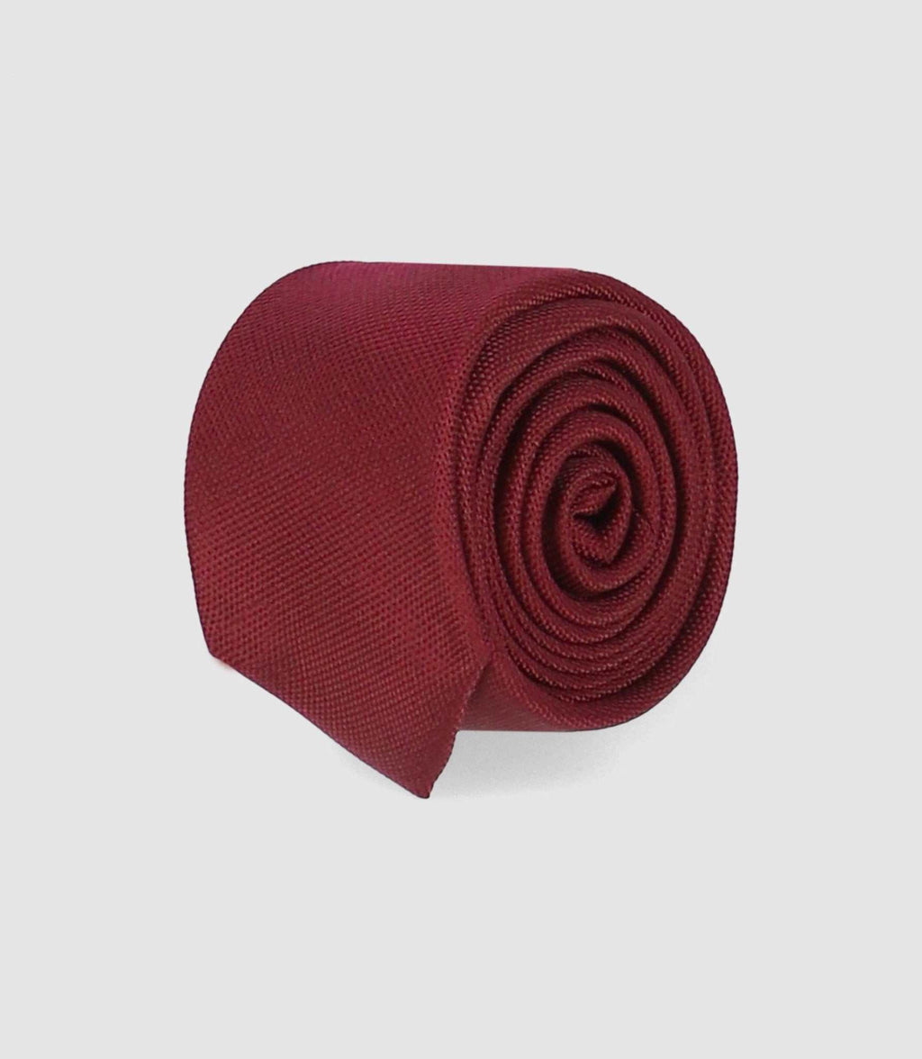 Cravate unie 5cm slim bordeaux MIRAN - IZAC