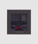 Coffret noeud papillon, pochette, bouton de manchette marine bordeaux TEOBALDE - IZAC