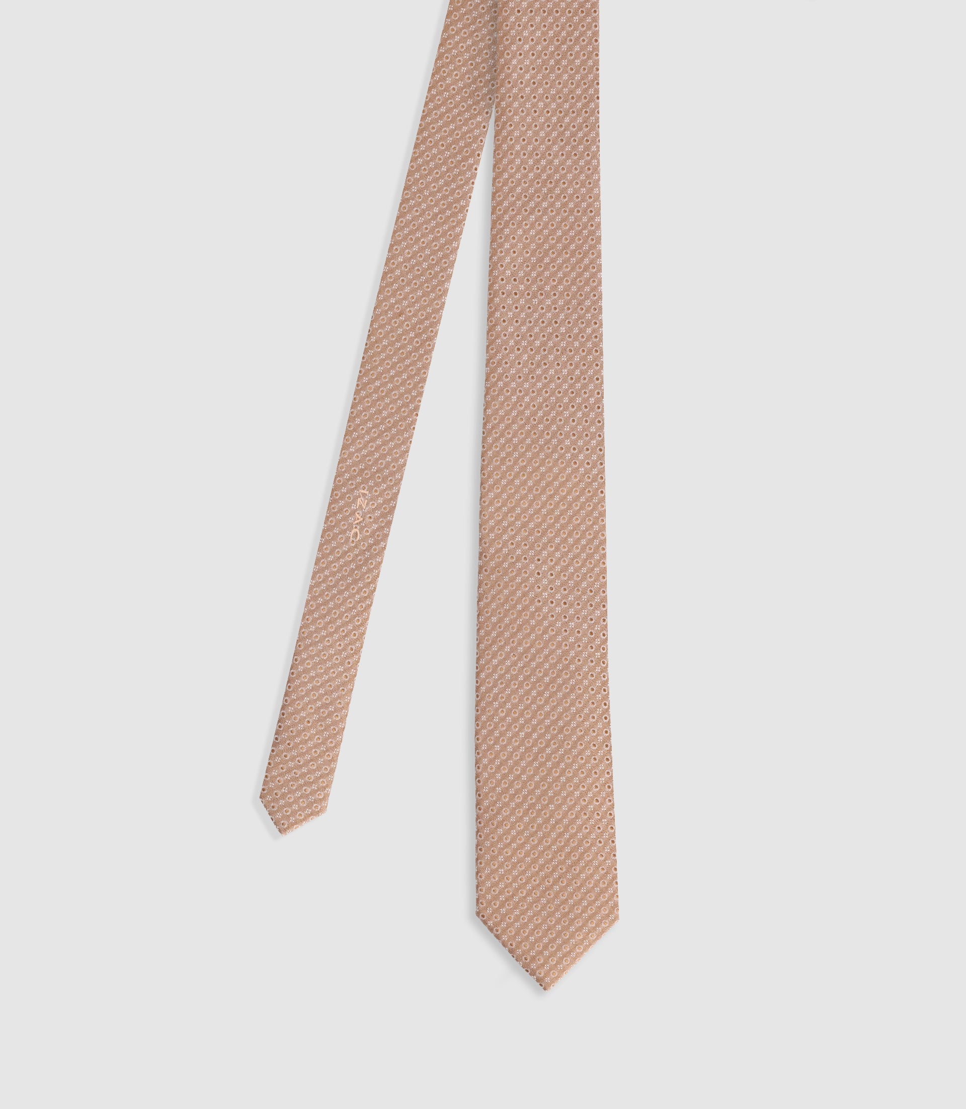 Cravate à motifs en soie beige - IZAC
