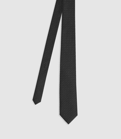 Cravate à motifs en soie noire - IZAC