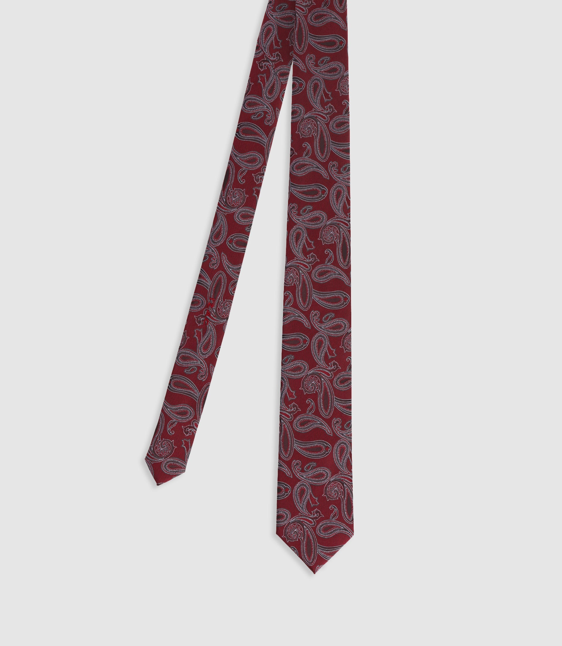 Cravate avec motifs en soie bordeaux - IZAC