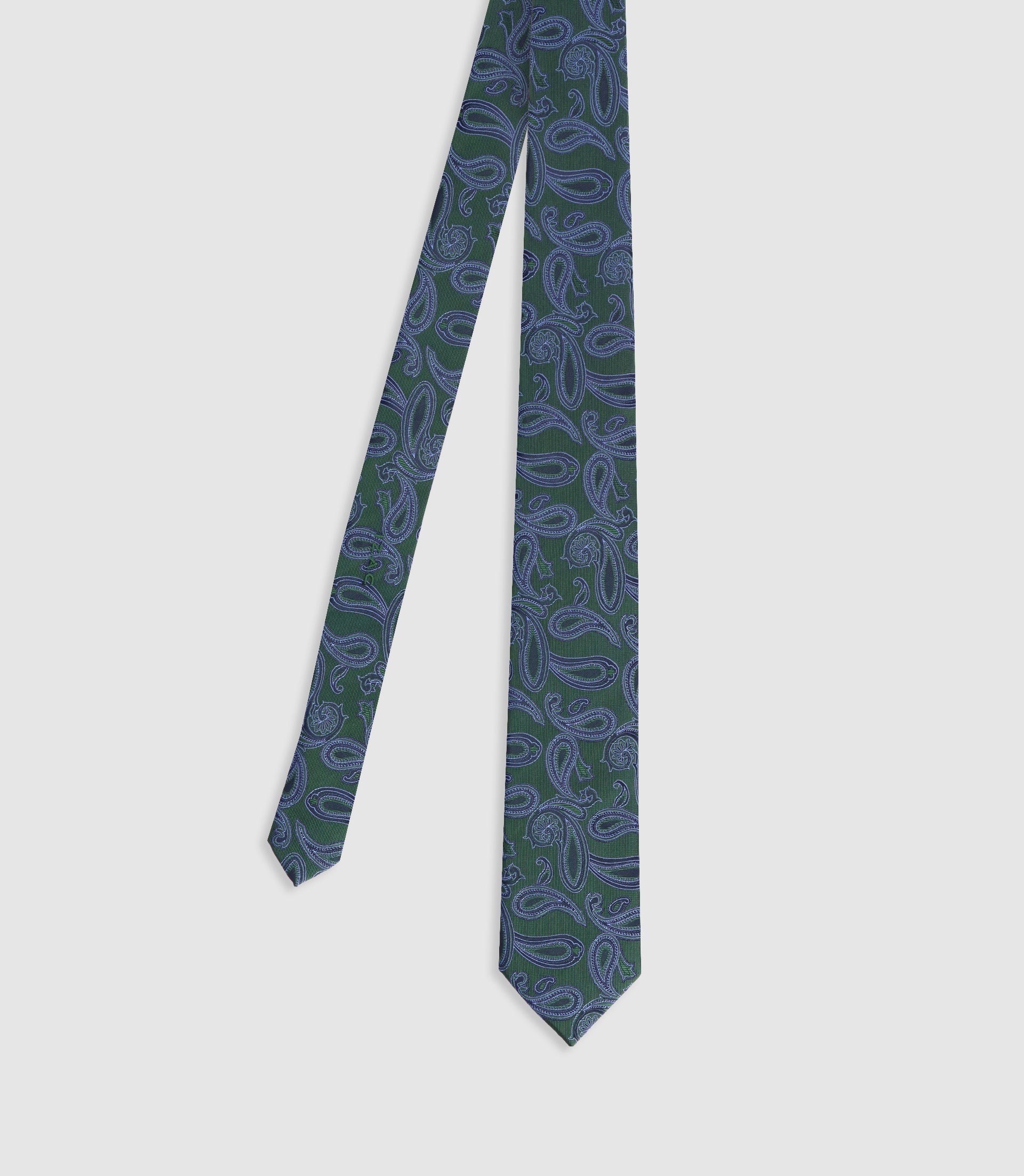 Cravate avec motifs en soie verte - IZAC