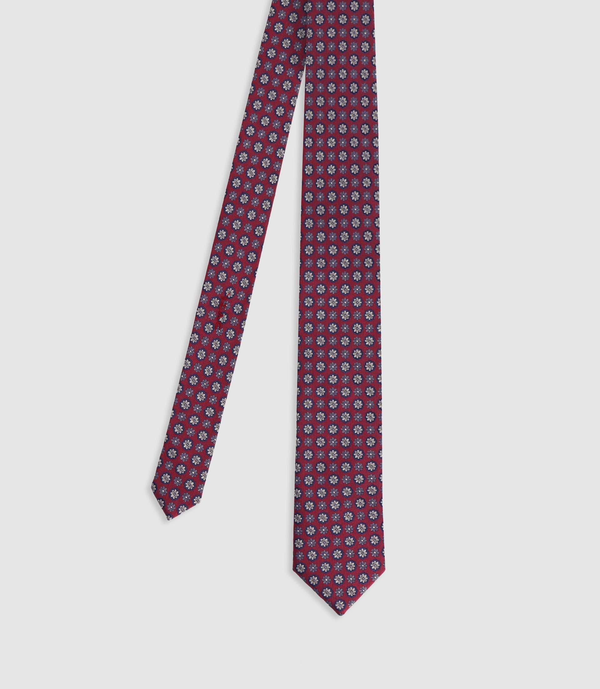 Cravate à fleurs bordeaux - IZAC