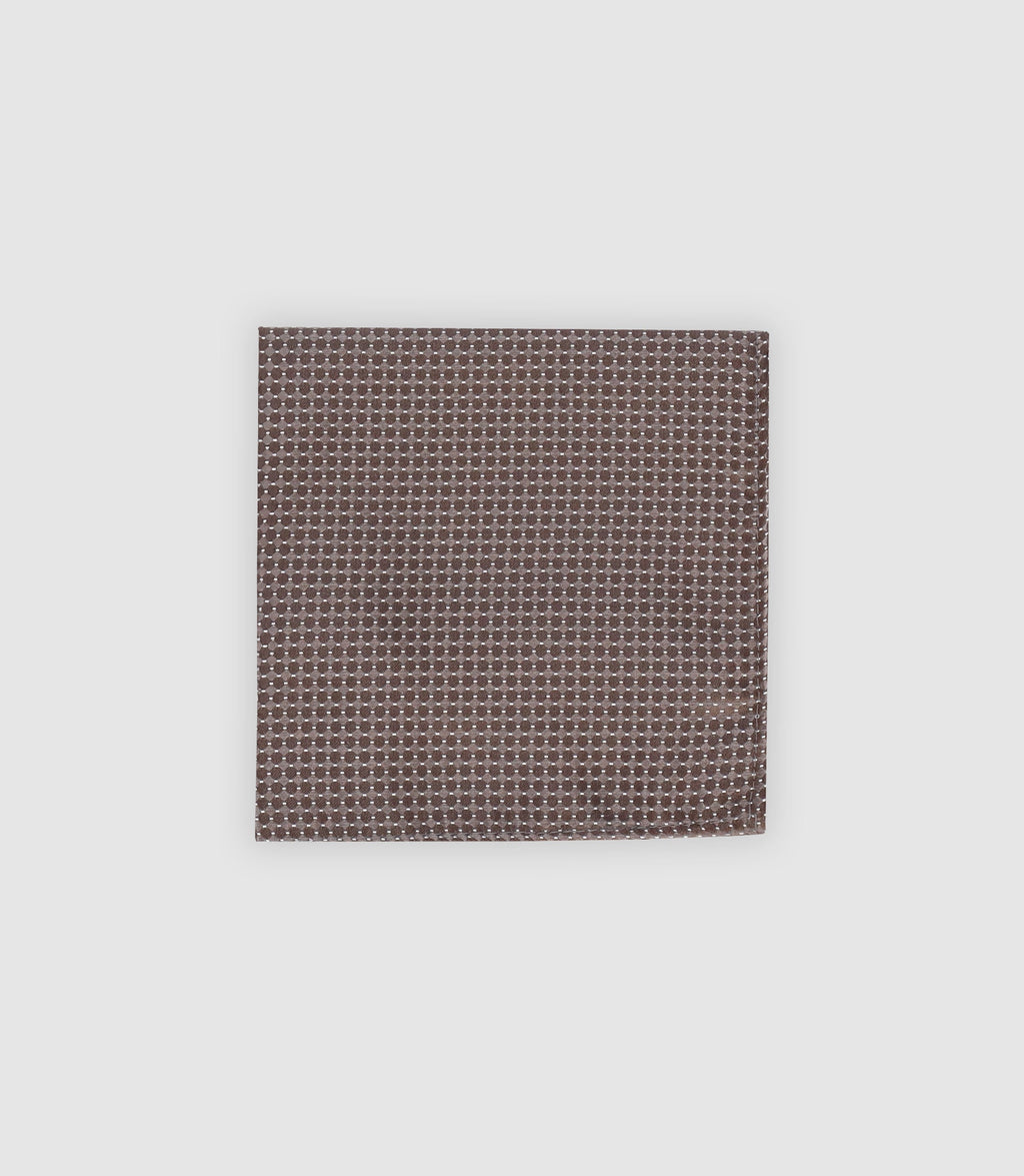 Pochette en soie avec motifs marron - IZAC