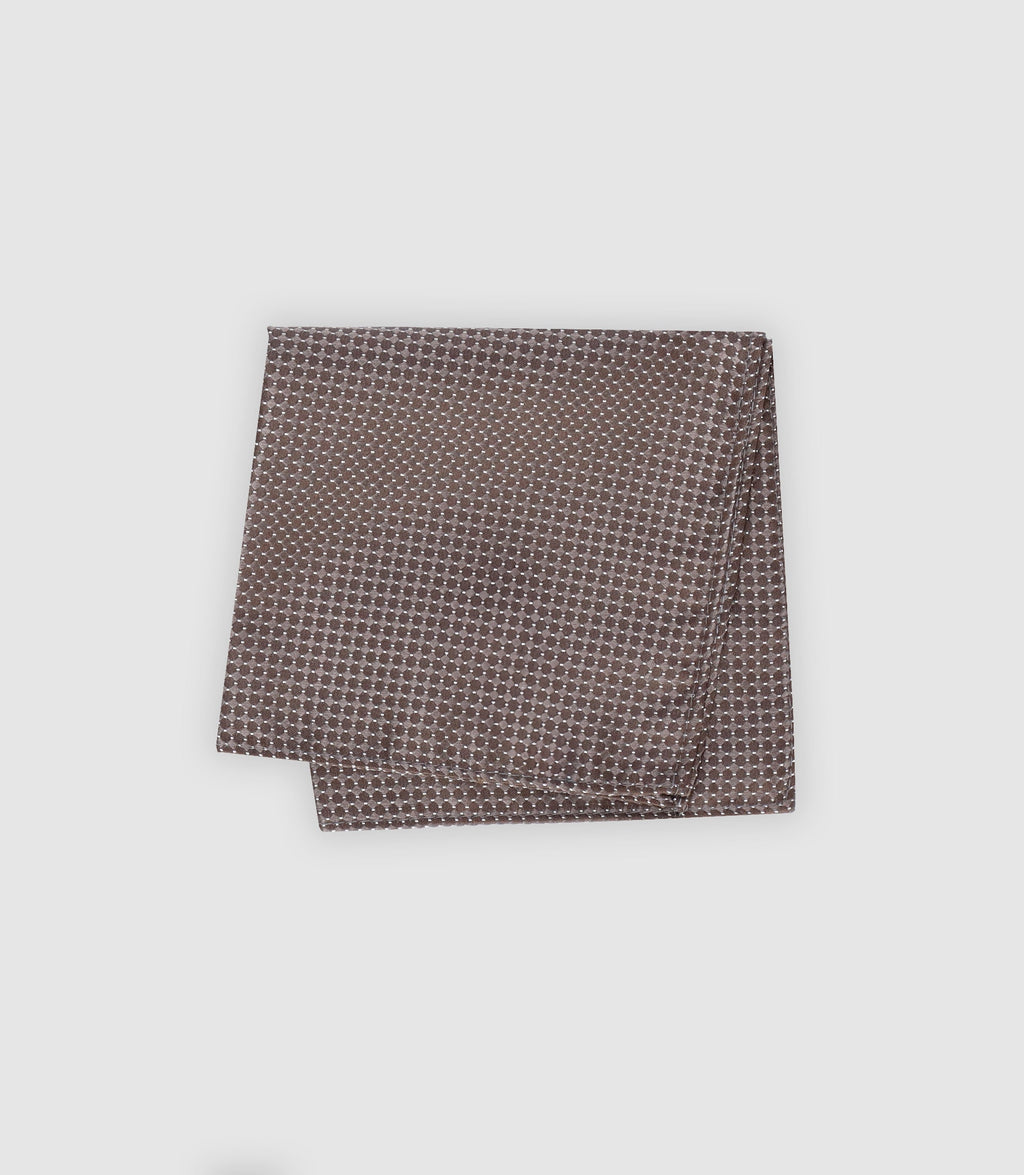 Pochette en soie avec motifs marron - IZAC