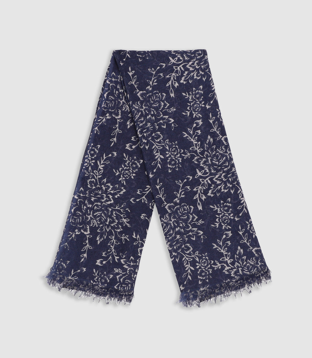 Écharpe à motif floral marine XARI - IZAC