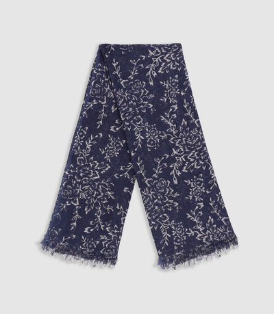 Écharpe à motif floral marine XARI - IZAC