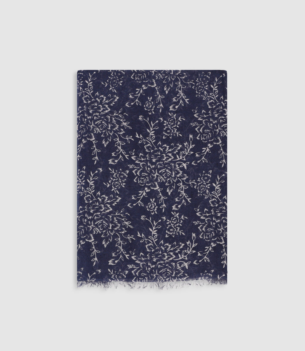 Écharpe à motif floral marine XARI - IZAC