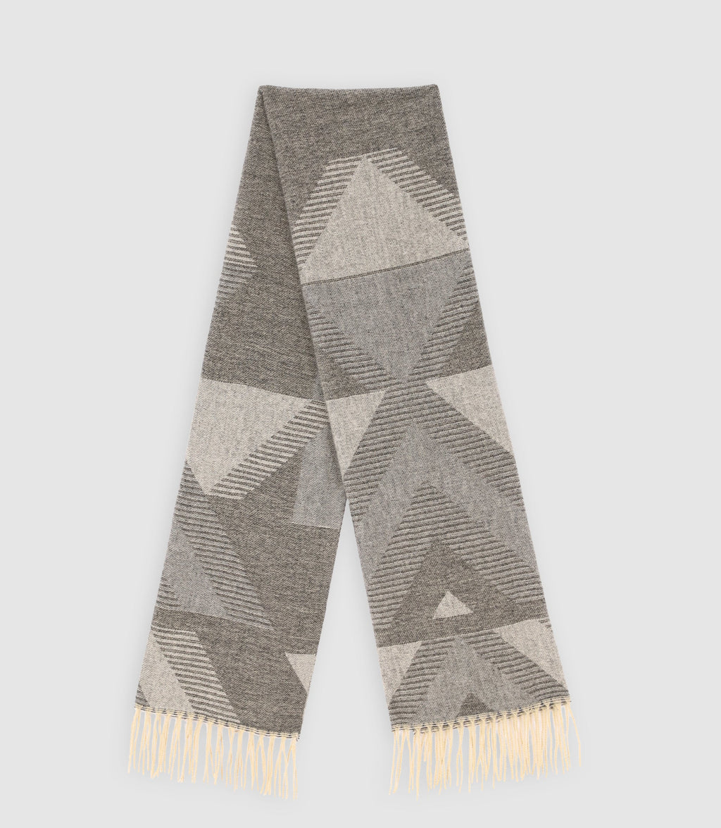 Echarpe avec franges à motifs grise - IZAC