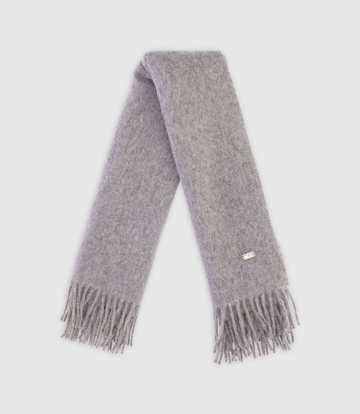 Echarpe unie à franges grise - IZAC