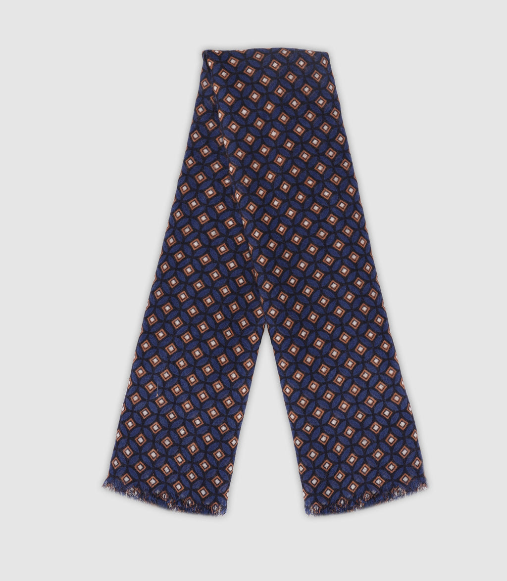 Echarpe à motifs carrés marine - IZAC