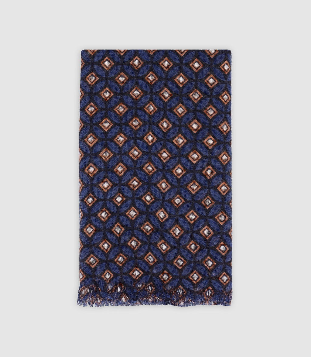 Echarpe à motifs carrés marine - IZAC
