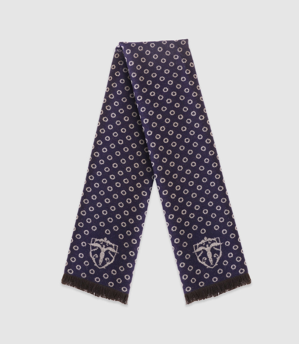 Echarpe à motifs avec franges marine - IZAC