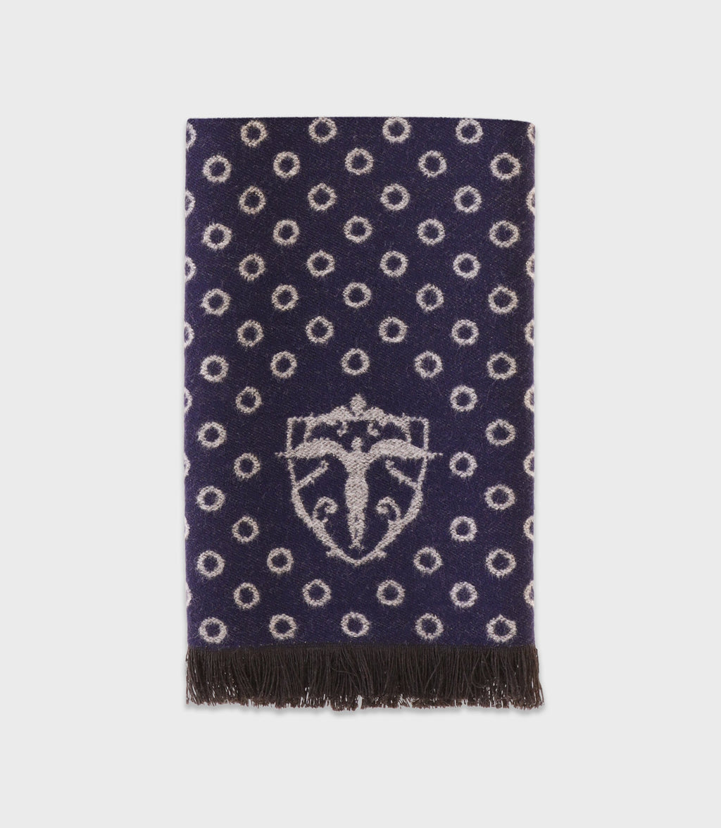 Echarpe à motifs avec franges marine - IZAC