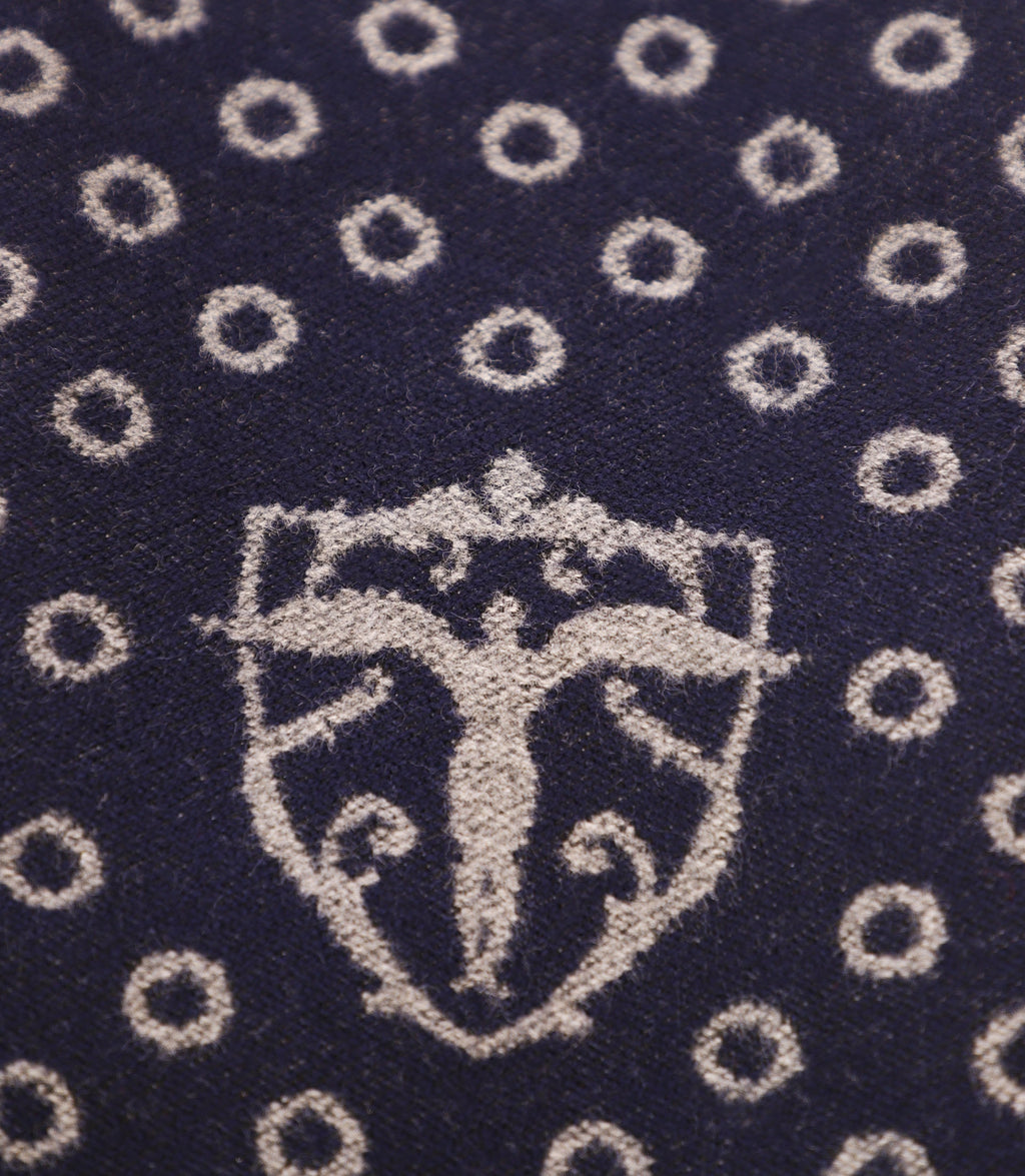 Echarpe à motifs avec franges marine - IZAC