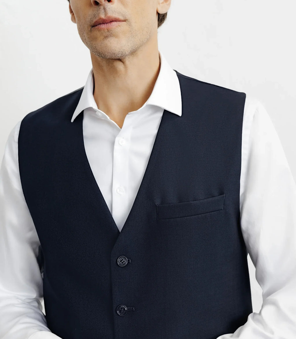 Gilet 100% laine bleu marine - IZAC
