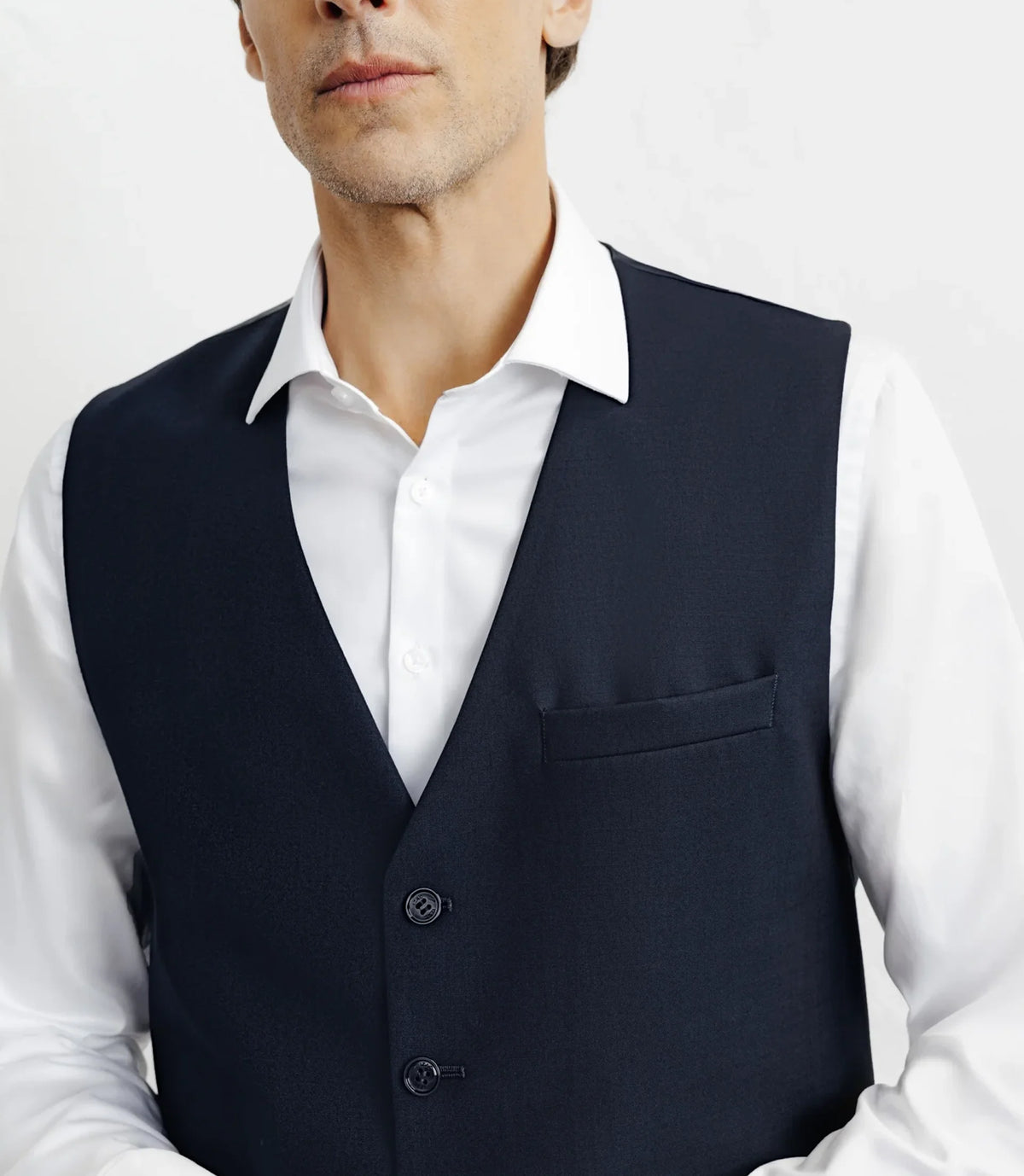 Gilet 100% laine bleu marine - IZAC