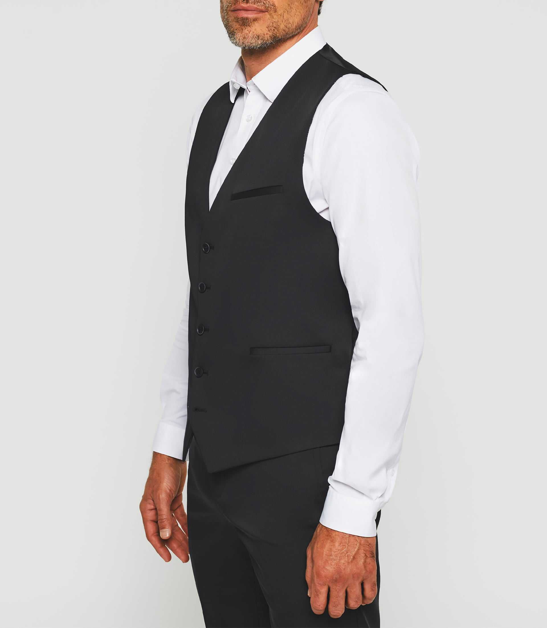 Gilet de costume tissu technique noir "Jionac" - IZAC