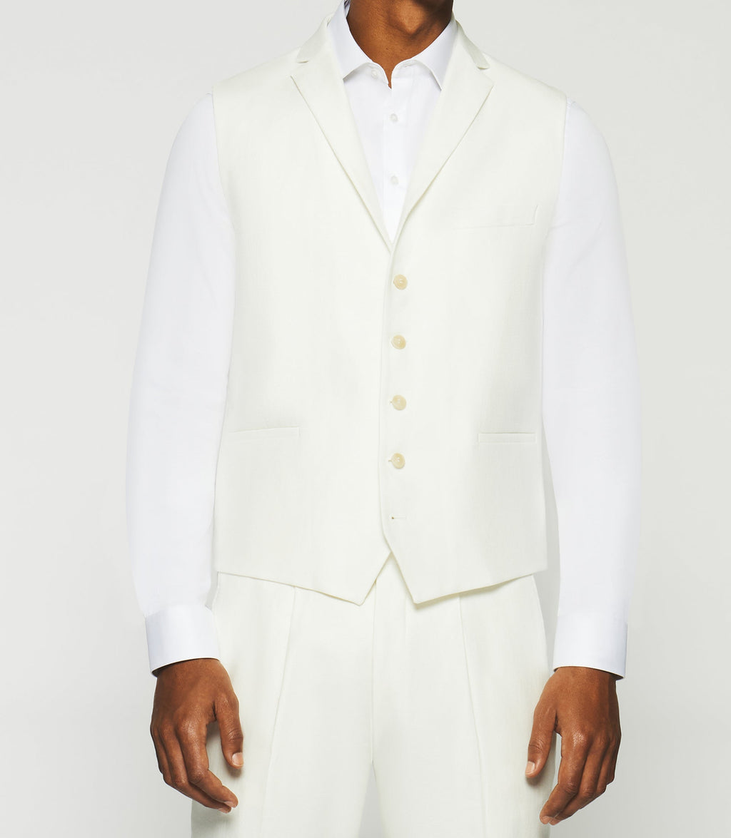 Gilet de costume en lin et coton blanc JCACTUS - IZAC
