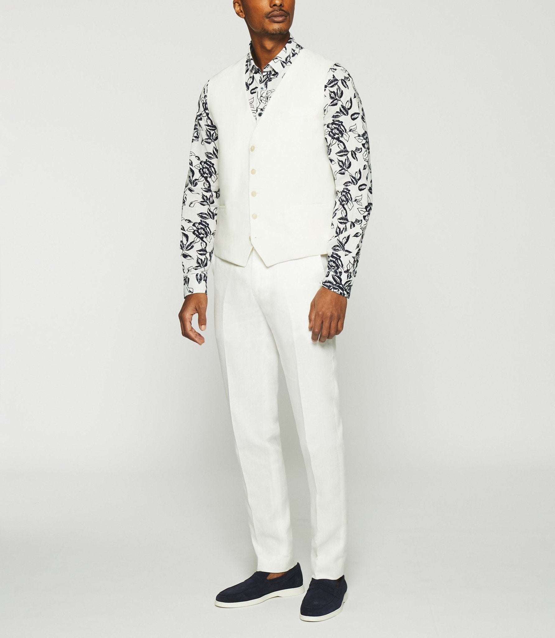 Gilet de costume en lin blanc - IZAC