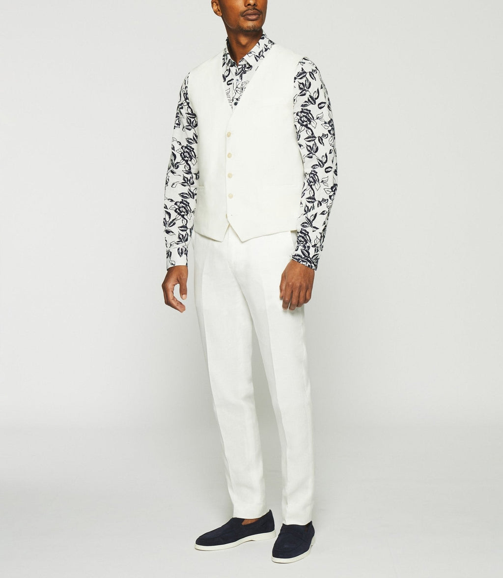 Gilet de costume en lin blanc - IZAC