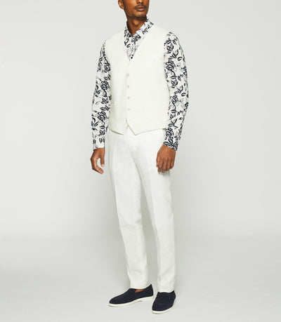Gilet de costume en lin blanc - IZAC