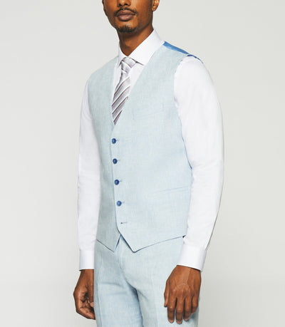Gilet de costume en lin bleu ciel JCELESTE - IZAC
