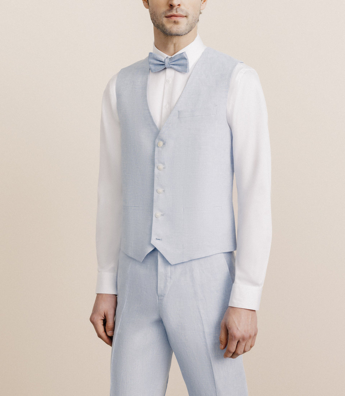 Gilet 100% lin bleu ciel - IZAC