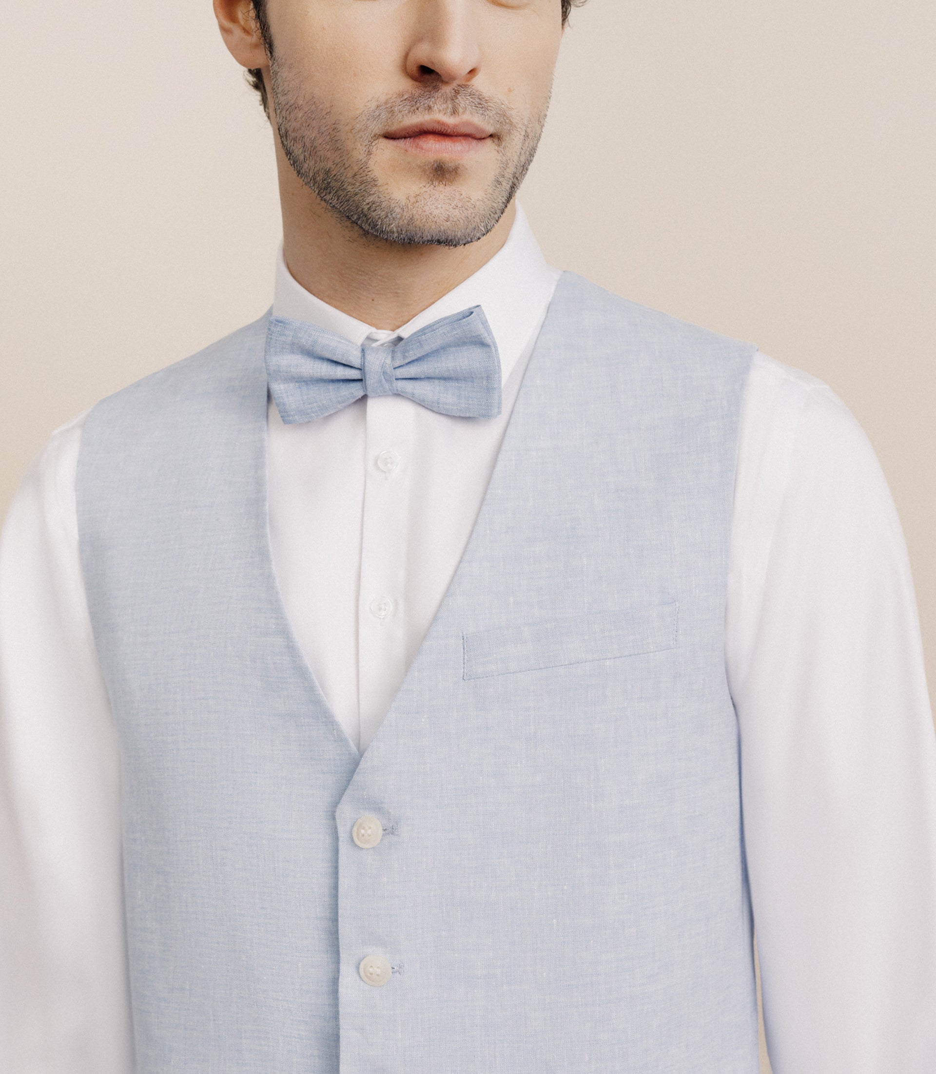 Gilet 100% lin bleu ciel - IZAC