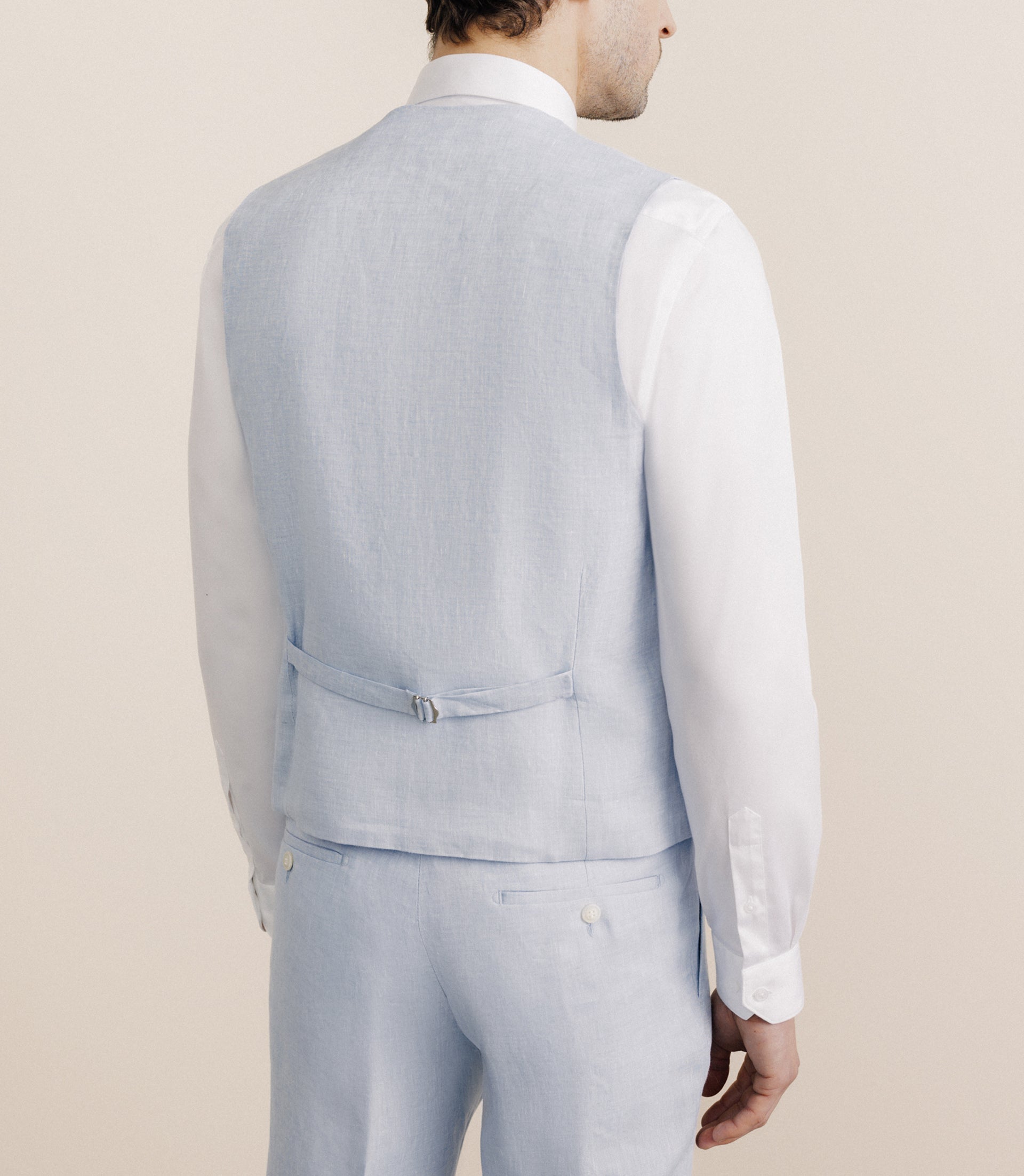 Gilet 100% lin bleu ciel - IZAC