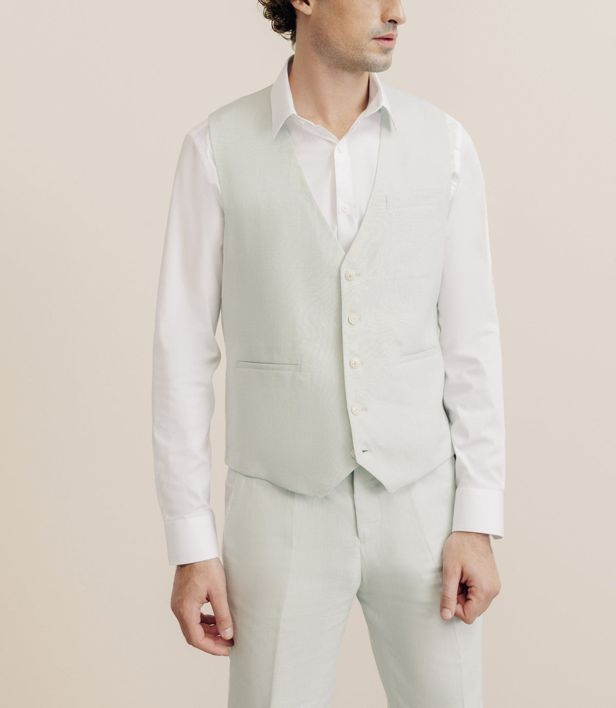 Gilet 100% lin vert d'eau - IZAC