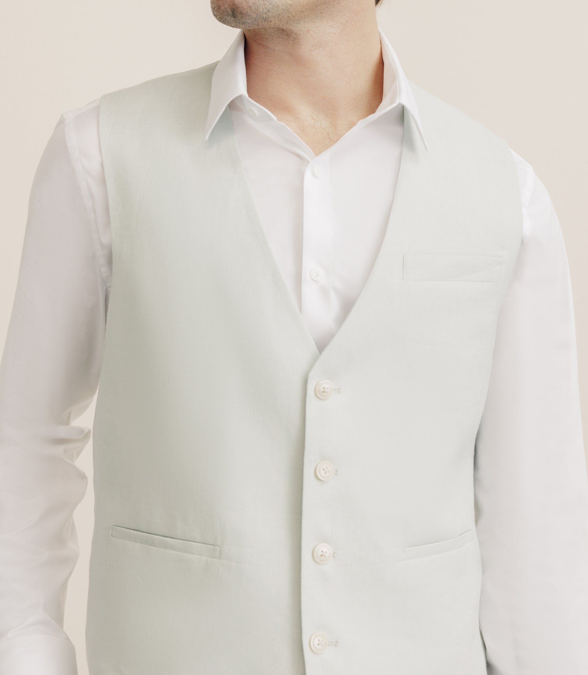 Gilet 100% lin vert d'eau - IZAC
