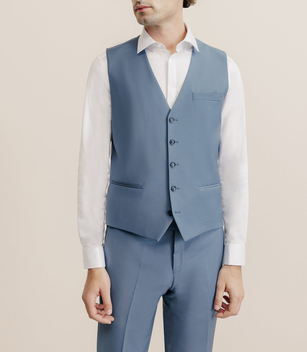 Gilet ville en laine majoritaire bleu ciel - IZAC
