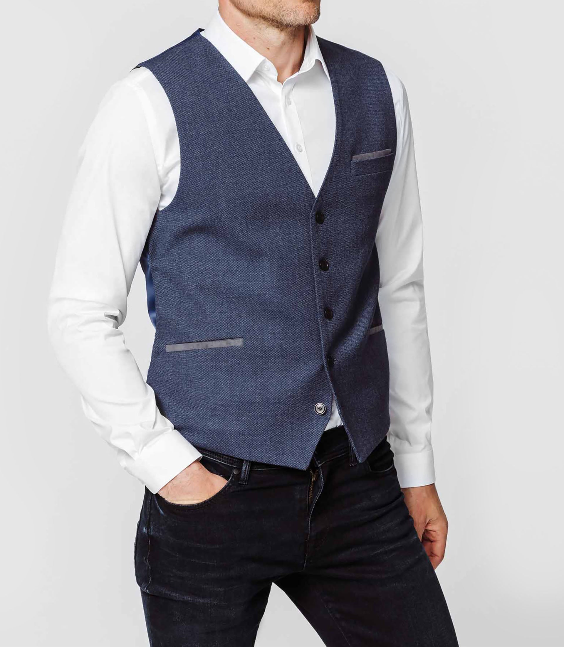 Gilet micro - motif bleu - IZAC