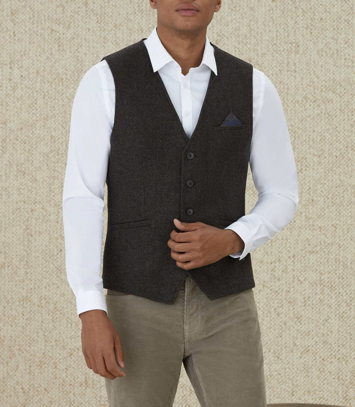 Gilet en tweed chocolat "Qualargo" - IZAC