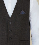 Gilet en tweed chocolat "Qualargo" - IZAC