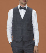 Gilet Prince de Galles bleu "Quégérie" - IZAC